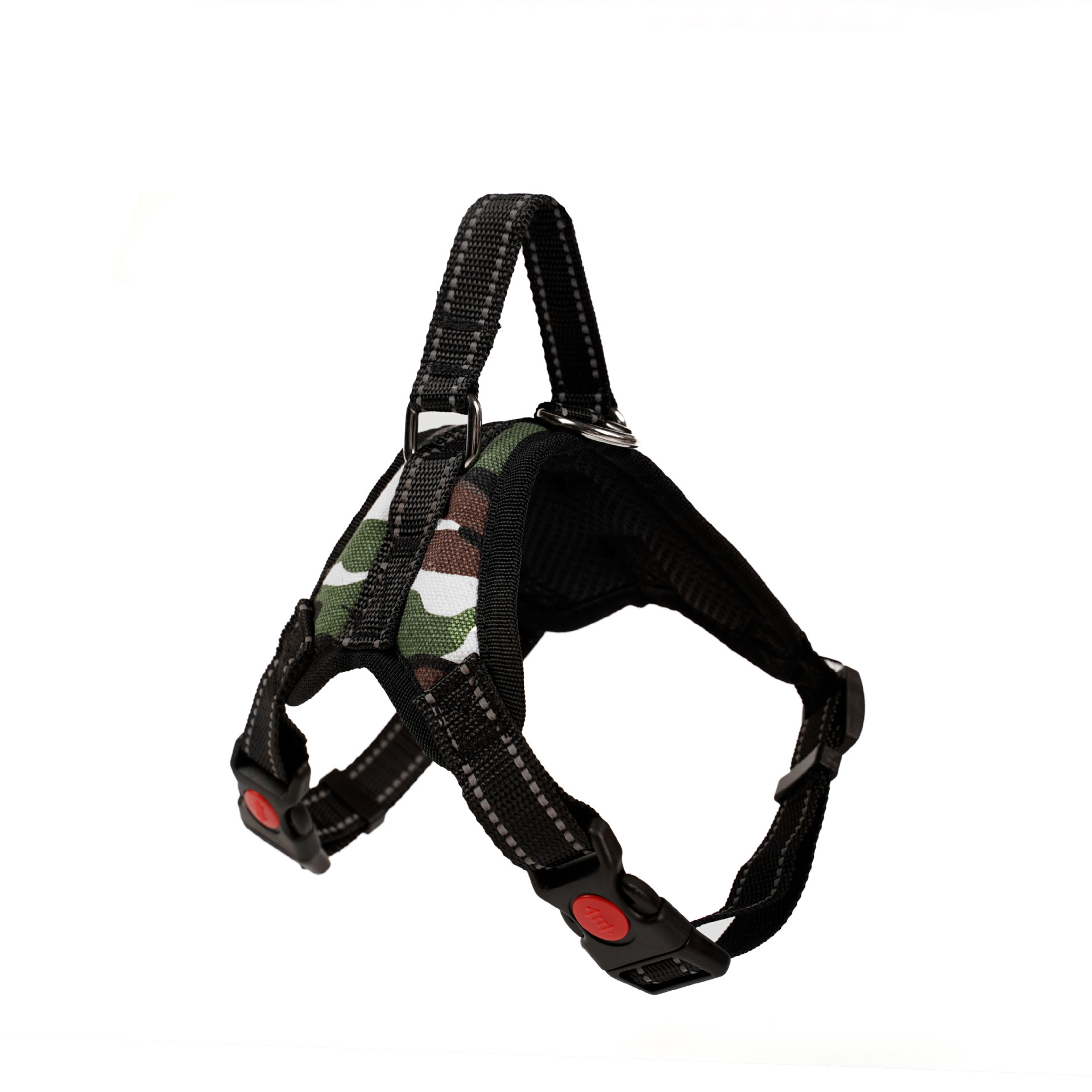 Large dog harness with white camouflage pattern