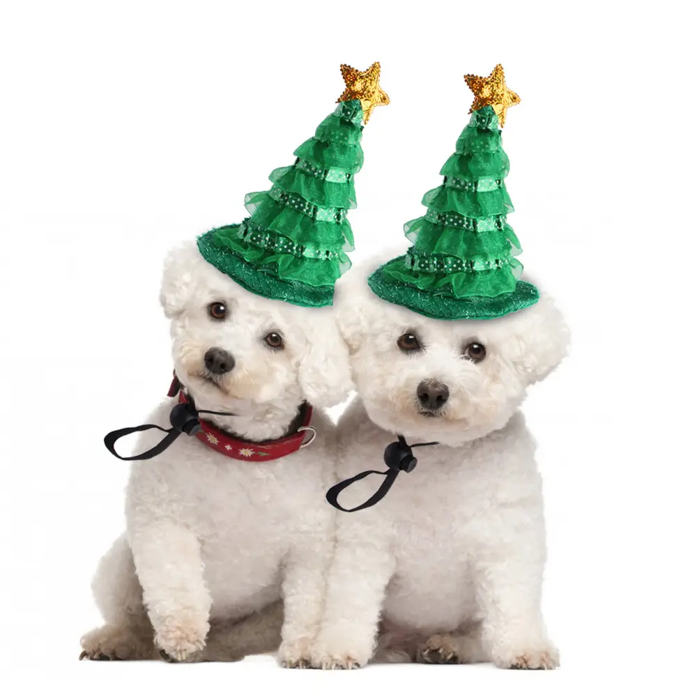 Lindo divertido gato y perro árbol de Navidad sombrero Santa sombrero mascota Navidad disfraces sombrero