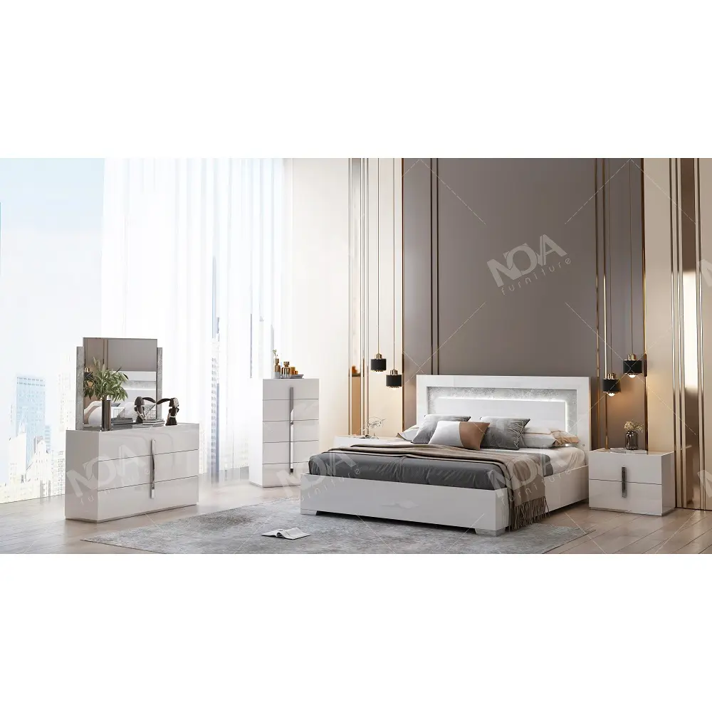 NOVA Juego de cama de madera Muebles Dormitorio King Size Modern 5 Pcs Dormitorio Colección