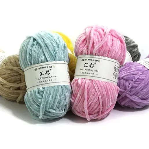 Chất Lượng Cao Softy Chenille Nhung Sợi 100% Polyester Sợi Nhiều Màu Tự Làm Crochet Đan Tay Làm