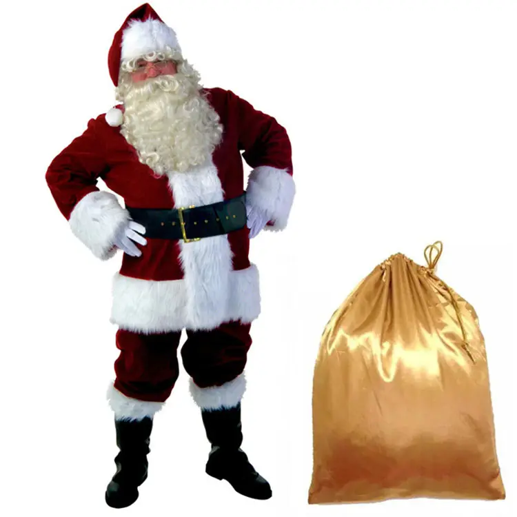 Fabbrica direttamente lusso velluto adulti uomini Cosplay abiti spettacolo di natale Costume di babbo natale