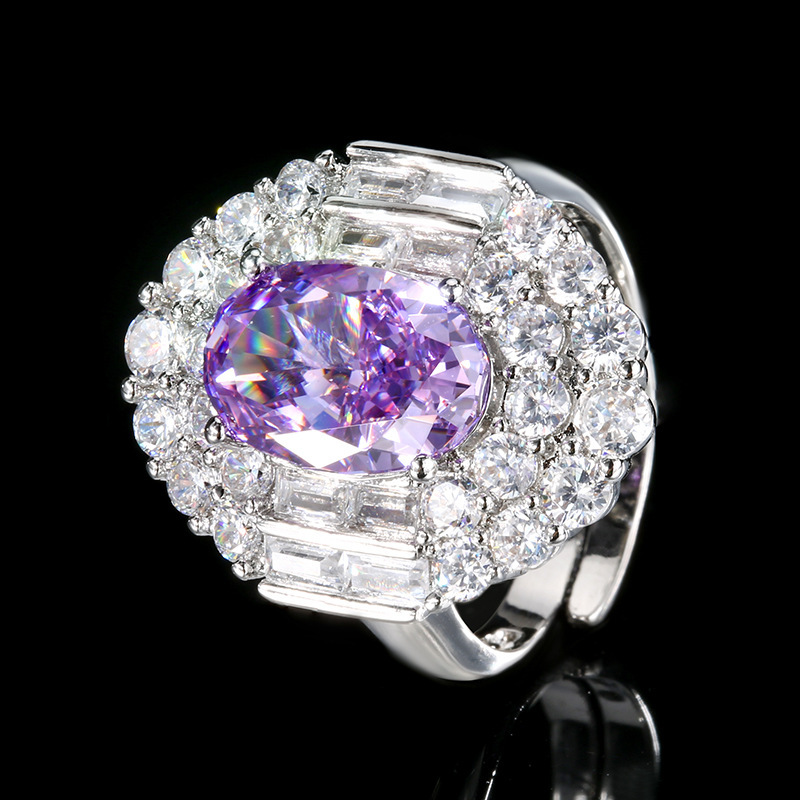 open size Ice Flower cut purple diamond ring