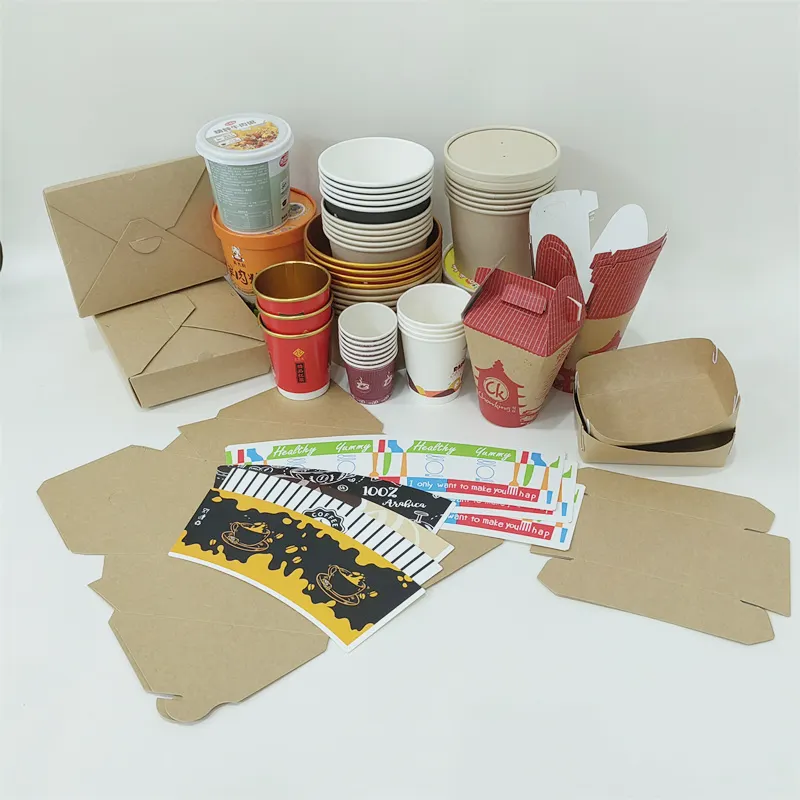 Großhandel benutzer definierte Papier für Tasse Schüssel Box Lebensmittel verpackung zum Mitnehmen Rohstoff Pappbecher Fan