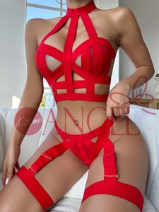 吻我天使欧洲性感内衣俱乐部辣妹性感摩托车拼接带透明智能女孩文胸和内裤套装