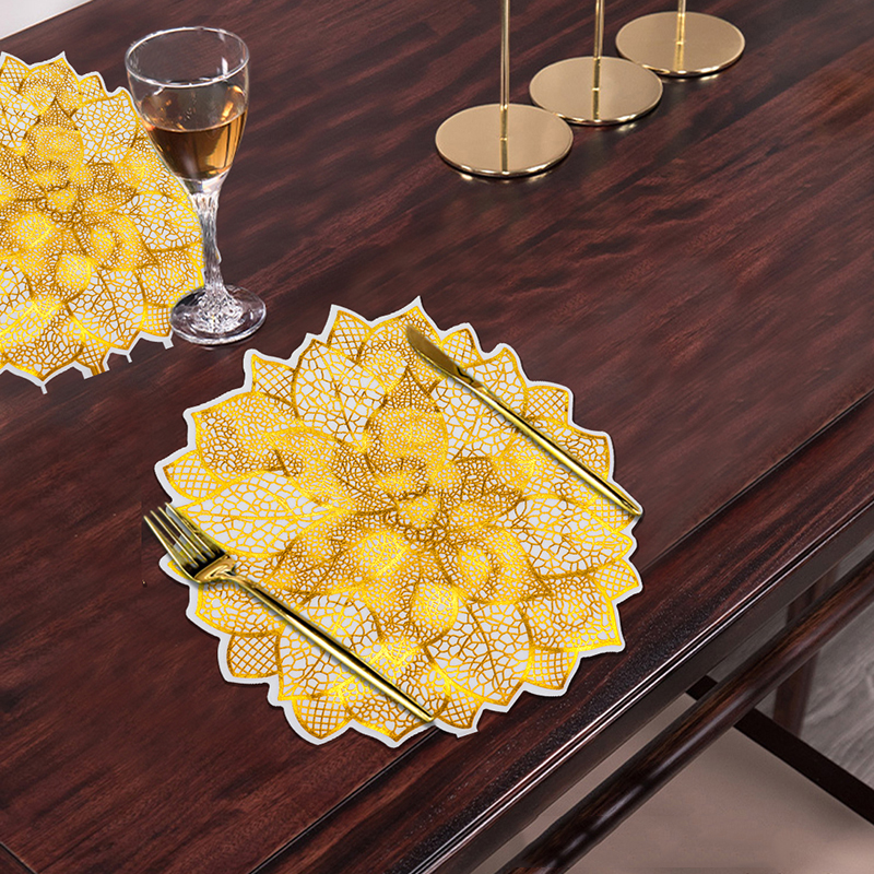 Rose Gold Flower Shape Irregular Eco PVC Placemats For Dinning Table