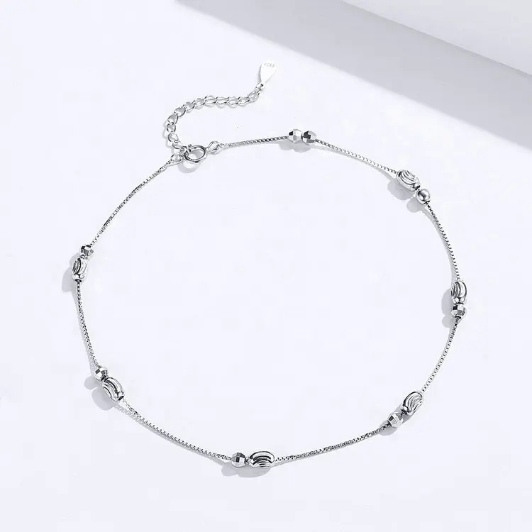 Jilina New Elegant Silver Foot Ornaments S925 925 Sterling Silver Anklet with Gold Plating Simple Jewelry with Small Beads