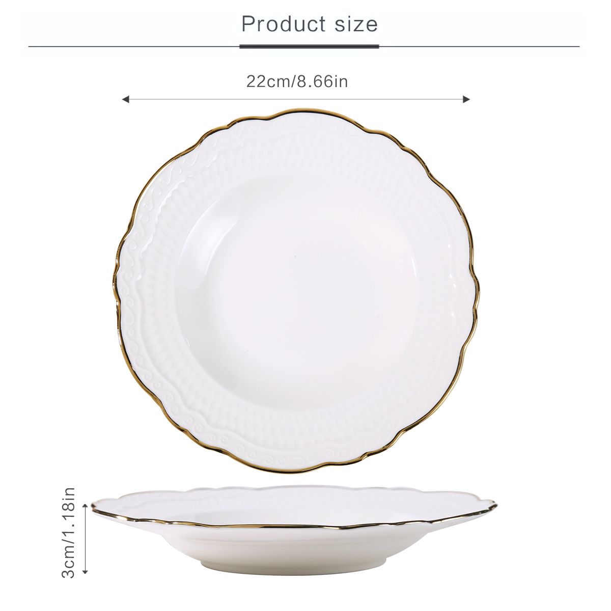 Plato hondo blanco de 9 pulgadas