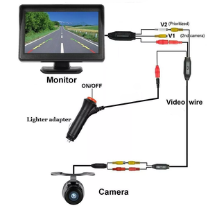 Sistema de visión trasera Awintech con pantalla IPS de 4,3 pulgadas y cámara de respaldo Universal impermeable de visión nocturna HD de 170 grados para automóviles - Product Image 5