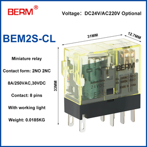 小型リレー薄型RJ2S-CL-D24リレーLED信号インジケーター付き5ピン8ピン中間リレー - Product Image 3