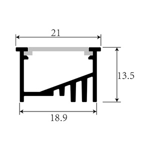 Alp6535 T5 LED Nhôm hồ sơ sáng cao nội thất lõm chiếu sáng tuyến tính bề mặt gắn hồ sơ 20*14.8mm - Product Image 2
