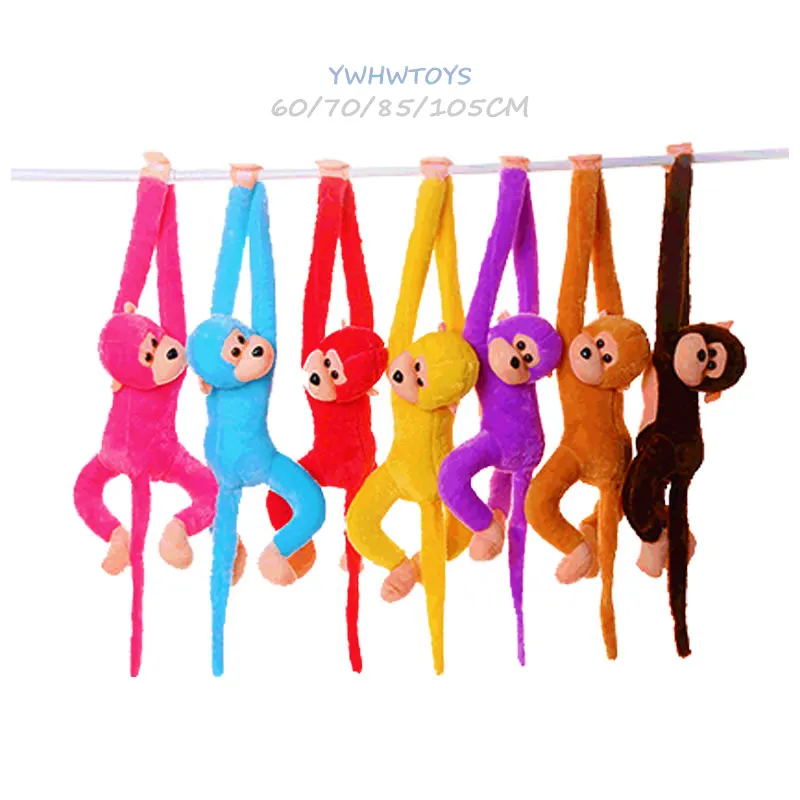 Pabrik grosir 60-105cm Lengan Panjang kaki monyet mainan mewah monyet gantung dengan musik boneka mainan mewah simulasi monyet