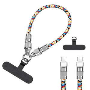 New Trending 60W PD Fast Charge <strong>USB</strong> Type C Cord Bracelet <strong>2</strong> in <strong>1</strong> Mobile Phone Lanyard Charging Data Cable Factory Price - Product Image 1