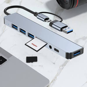 8 In1 Daten USB C Docking station USB Hub Aluminium Fabrik USB 3.0 HUB Netzwerk anschluss Computer Splitter - Product Image 5