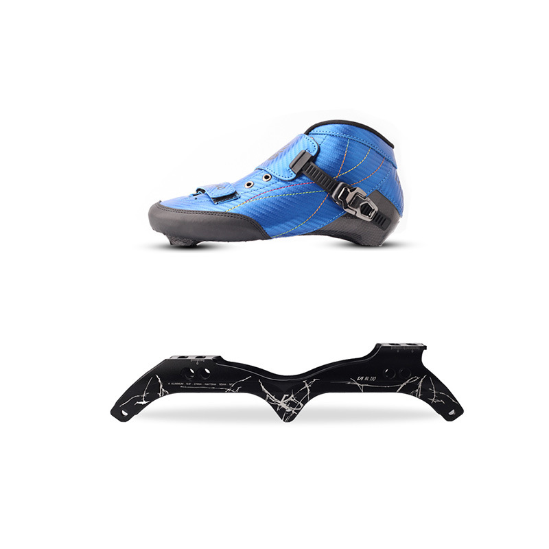 Chaussure supérieure bleue + support à trois roues sans roues