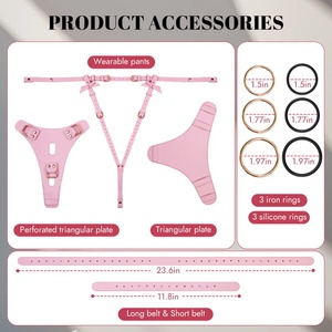 여성 끈이없는 팬티 속옷 레즈비언 게이 초보자를위한 딜도 하네스에 브리프 조절 가능한 허리와 허벅지 벨트 스트랩 플레이 - Product Image 5