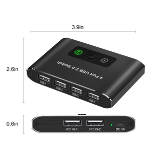 Der hochwertige Switcher 2.0-Switch unterstützt die gemeinsame Nutzung von 4 USB 2.0-Peripheriegeräten zwischen 2 Computern, 2 Eingängen und 4 Ausgängen