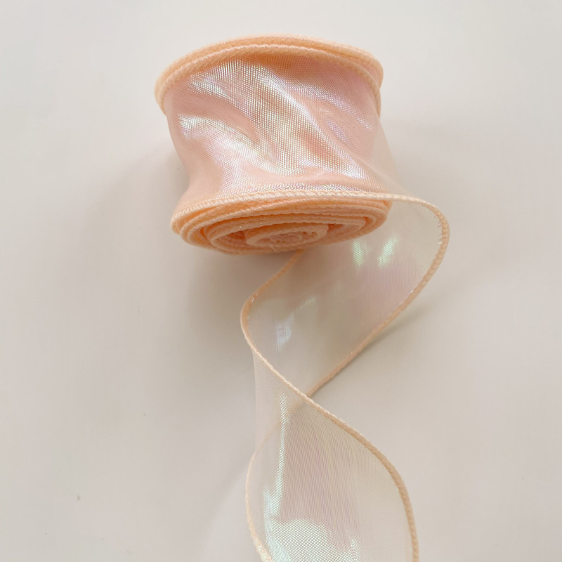 Tulle a coda di pesce iridescente-4 cm-rosa champagne-9 metri