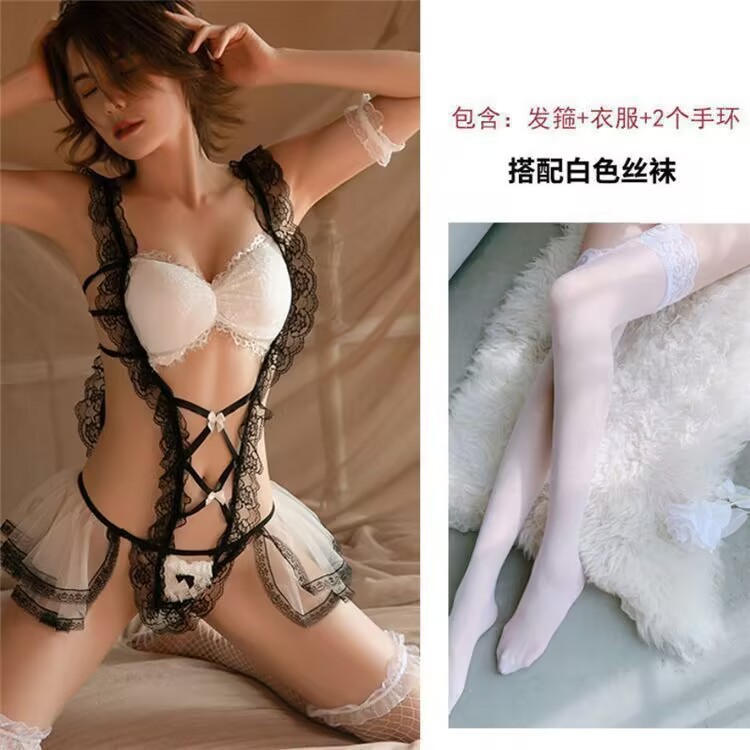 White pretty maid + white stockings