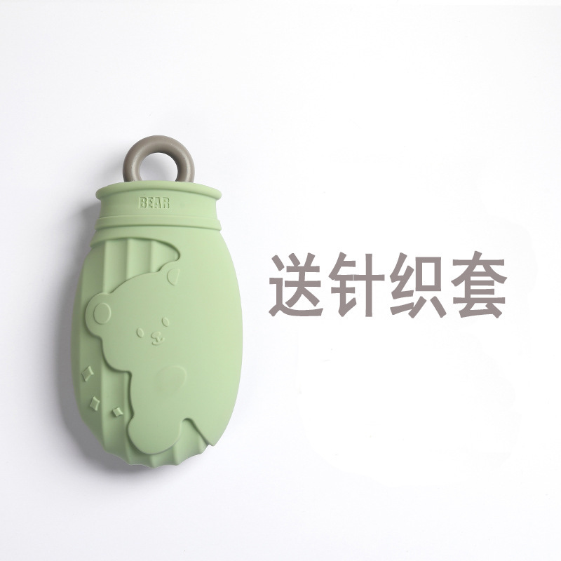 Green silicone hot water bag bear-320ml