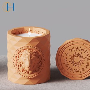 C & H Tùy Chỉnh Hoàng Đạo Thiết Kế Màu Bê Tông Nến Jar 12 Chiêm Tinh Học Dập Nổi Dấu Hiệu Xi Măng Nến - Product Image 1
