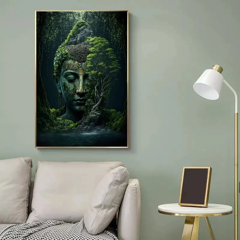 Pintura decorativa de Buda, arte de pared, retrato de Buda, imagen de pared, pintura abstracta de Arte de pared