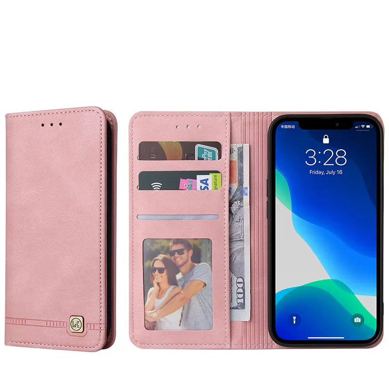 Funda para teléfono móvil de nuevo diseño 2023, funda abatible de cuero con hebilla magnética