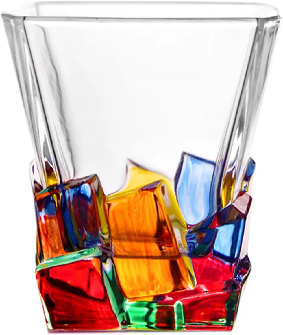 Copo de uísque colorido desenhado à mão especial para beber uísque Bourbon