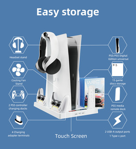Factory <strong>Customized</strong> PS5 Digital Edition Vertical Stand Cooling Station <strong>Controller</strong> Charging Station for PS5 Console Disc Version - Product Image 3