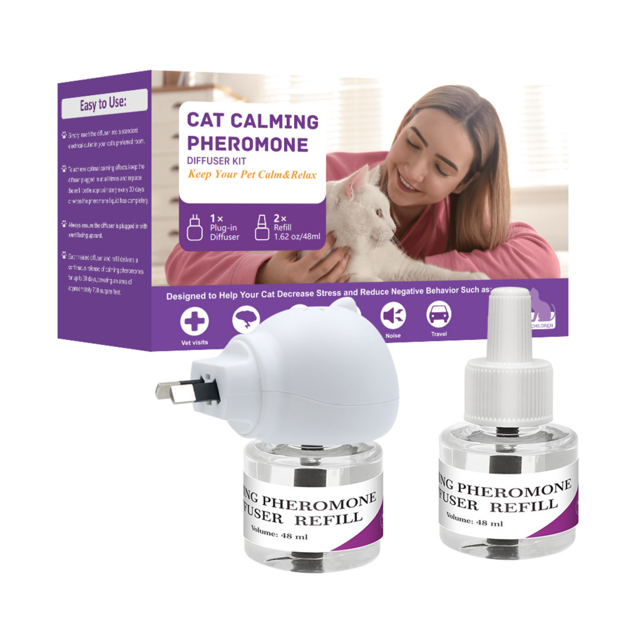 Liquide apaisant et calmant pour chat standard australien (1 unité + 2 liquides)