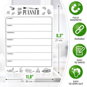 A4 8.5x12 inch hàng tuần Bảng <span class=keywords><strong>menu</strong></span> khô xóa từ kế hoạch bữa ăn cho tủ lạnh bảng trắng Loại sản phẩm - Product Image 2