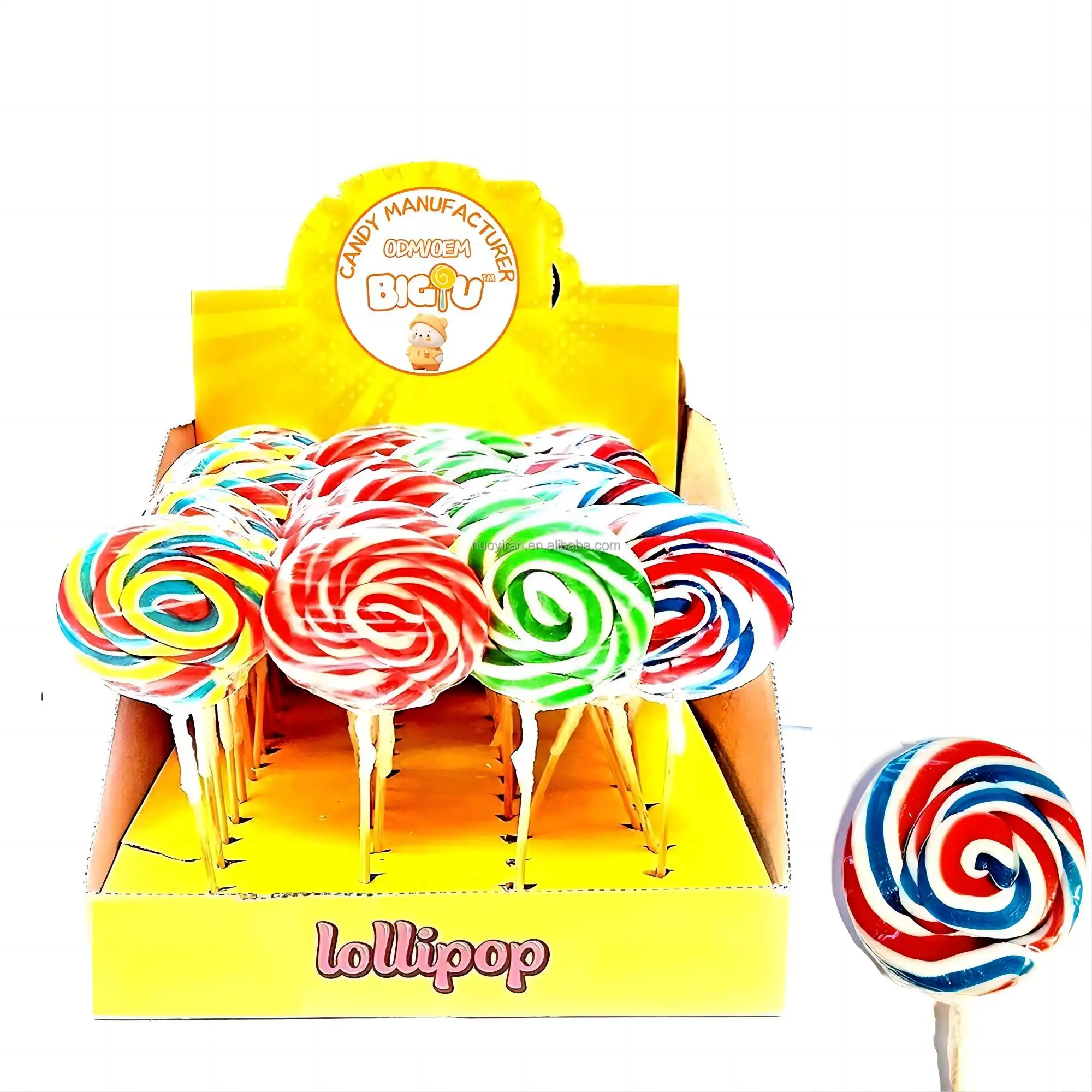 Personalización de etiqueta privada Piruletas individuales Variedad Fiesta Multicolor Remolino Candy Loly Pop Piruleta dulces