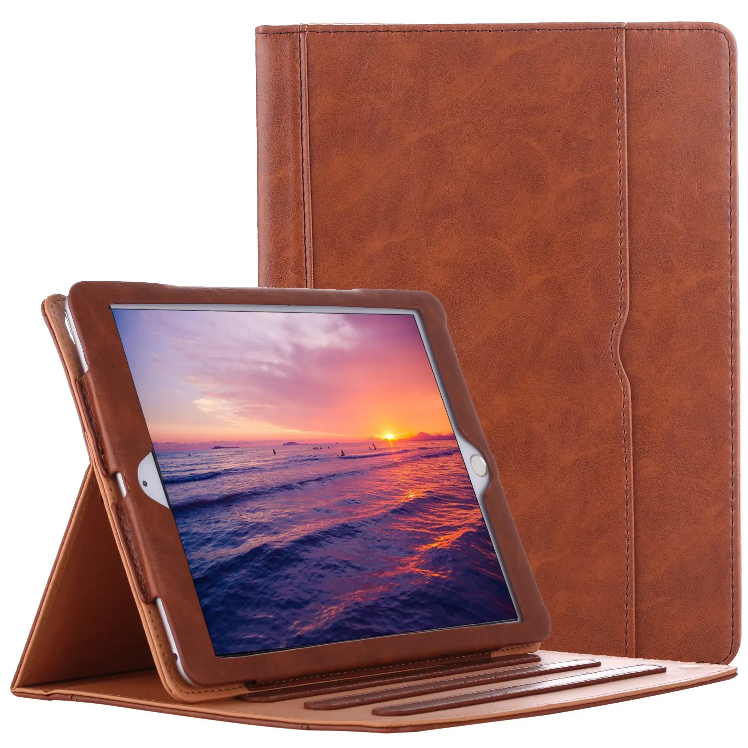 Leather Case For ipad air air2 Premium Leather Business Folio Stand Cover with Built-in Apple Pencil Holder