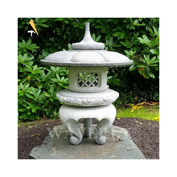 アウトドアハウス花崗岩ランタンライト日本装飾丸石堂雪美天然石ランタン日本庭園寺院