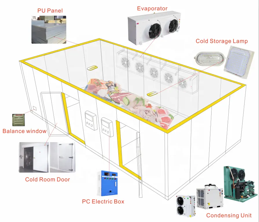 Cella frigorifera commerciale unità di condensazione pesce verdura pollo congelatore/refrigerazione cella frigorifera