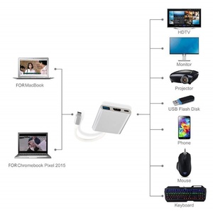 Eonline 3 in 1 USB C C tipi Hub mac 3.1 dönüştürücü adaptör tipi c USB 3.0 alüminyum apple Mac kitap için adaptörü - Product Image 5