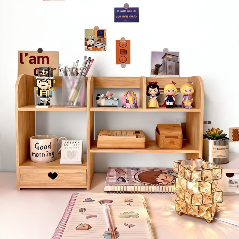 A37 Brown Heart-Shaped Drawer Bookshelf