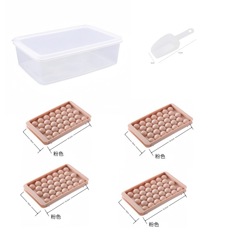 Pink*Medium--4-ball ice tray + ice box + ice shovel