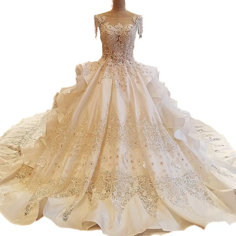 Nuevos vestidos de boda con borlas de cristal de lujo de gama alta para boda europea y americana