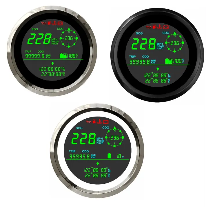 VIT TLG85B 85mm Speedometer GPS dengan Voltmeter pengukur bahan bakar koordinat untuk perahu