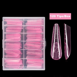 ปลายเล็บสั้นสีชมพู120ชิ้น/กล่องฉลากส่วนตัวแบบคู่ต่อเล็บง่ายต่อการซ่อมเล็บ - Product Image 6