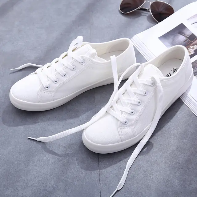 Zapatos de lona blancos para estudiantes, diseño Simple, precio barato, zapato informal escolar, envío gratis