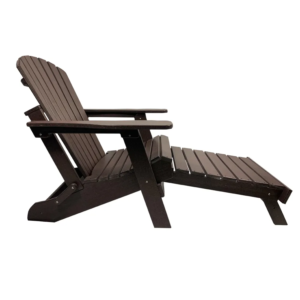 Adirondack-silla plegable de plástico HDPE, con reposapiés para muebles de exterior, Patio y jardín