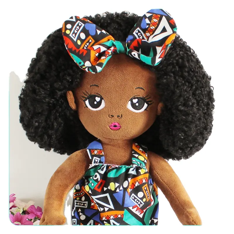 Anpassen Kinder spielen Kinder Geschenke Home Decoration Plüsch Puppe Kleidung Soft Toys Black Girl Rag Plüsch puppen