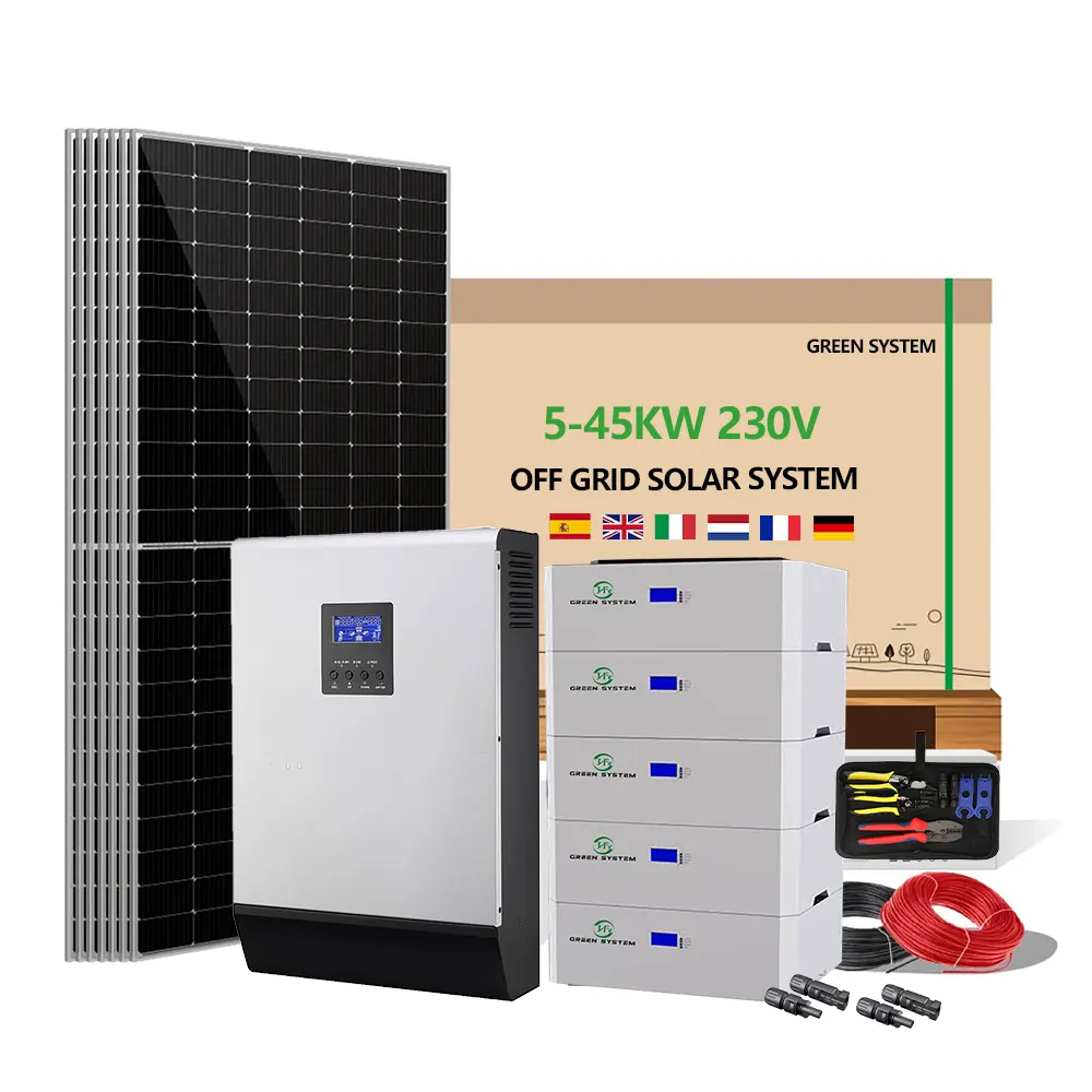 5kw 6kw 8kw 10kw 15kw 20kw 22kw 30kw 40kw 8V panneau solaire hors réseau kit complet système de gestion de l'énergie pour la maison