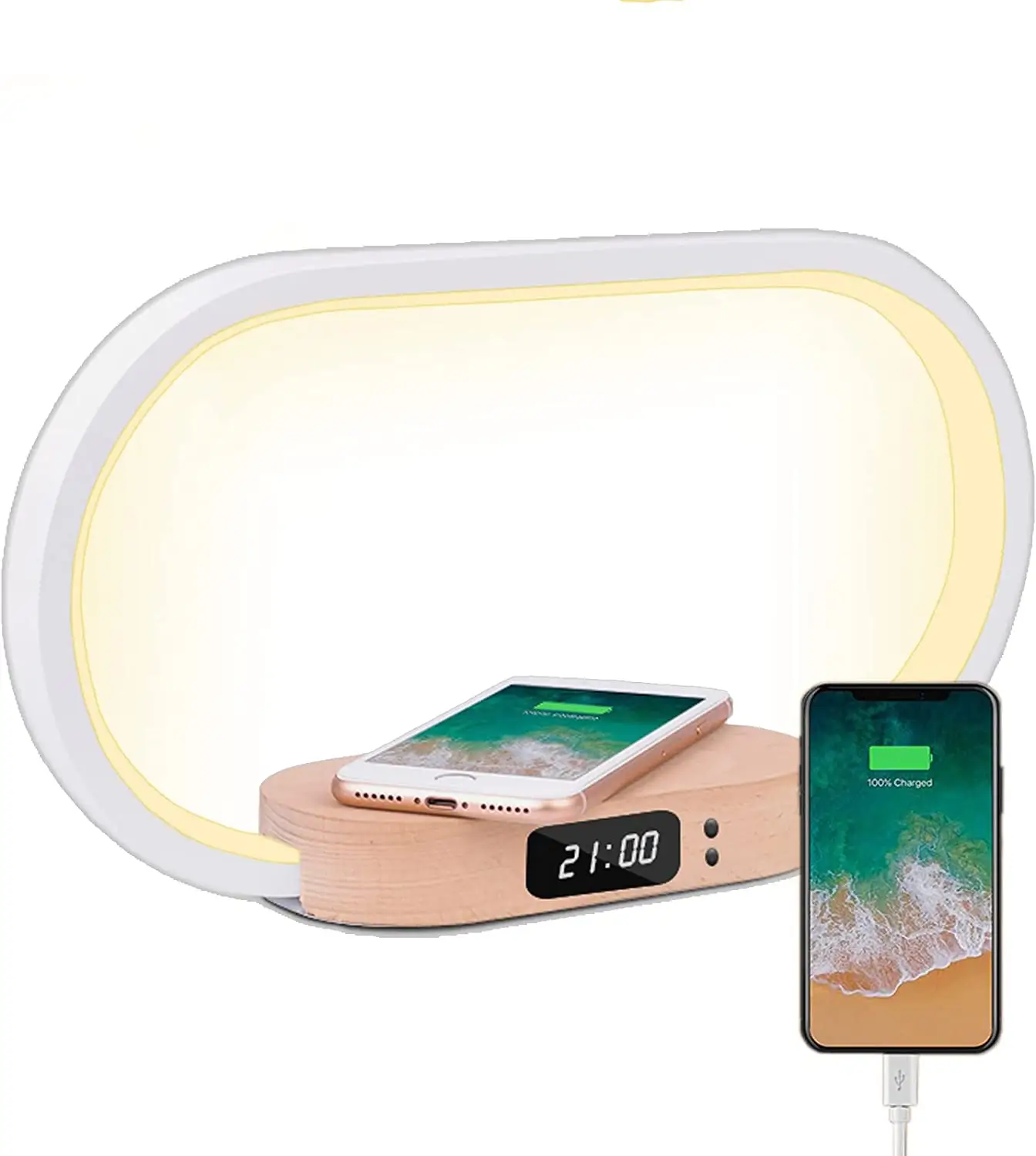 Bedside Lamps LED with 10W Wireless Charger Touch Lamp USB Port Stepless Dimming Night Light with Digital Clock Eye Protection