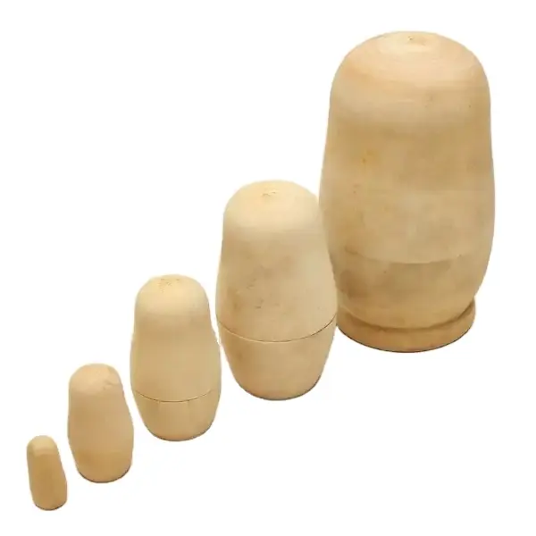 5 pièces/ensemble poupée russe en bois modèle non peint enfants bricolage cadeau bois créatif enfants cadeau décoration de la maison Collection