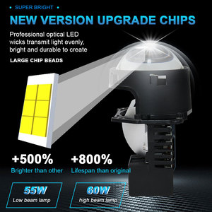 JHSホット販売G1360w6000LMバイLEDプロジェクターレンズライトシングルデュアルビームH4H7ヘッドランプ3インチLEDフォグライト車用 - Product Image 4
