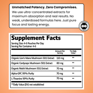Năng lượng nootropic thông minh tập trung Nấm Thảo Dược túi không calo VIGO OEM nhãn hiệu riêng caffeine miễn phí Túi Nicotine miễn phí - Product Image 4
