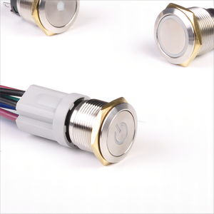 19/22mm <strong>Button</strong> Symbols Customizable IP67 Stainless Steel Metal Push <strong>Button</strong> Switch <strong>with</strong> Wire LED Illuminate - Product Image 1