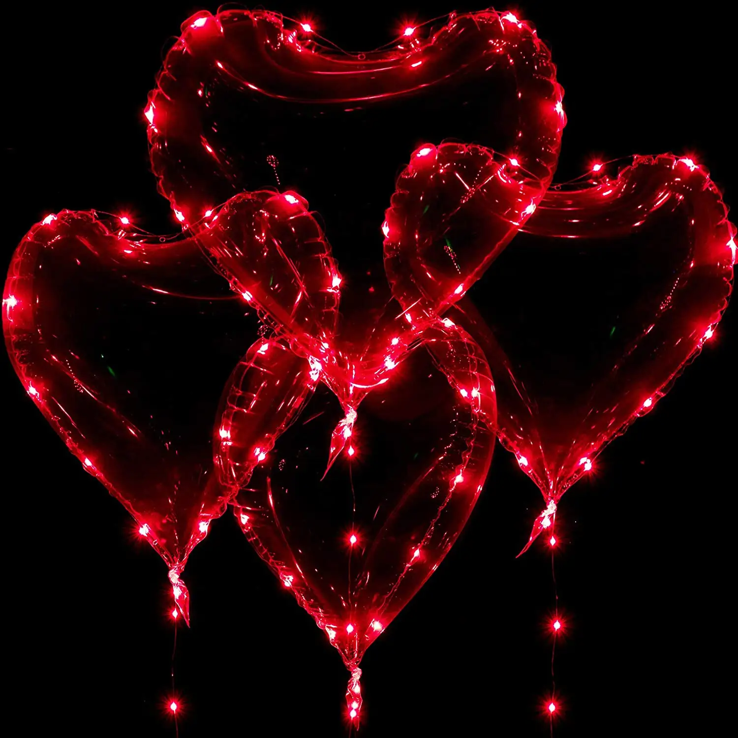 Große klare leuchtende Herz Bobo Luftballons mit 10ft LED roten Lichterketten für Valentinstag Hochzeit Weihnachten
